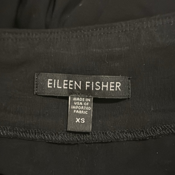 Eileen Fisher Stretch Jersey Faux Wrap Overlay A-Line Midi Skirt Black-XS - Picture 7 of 11